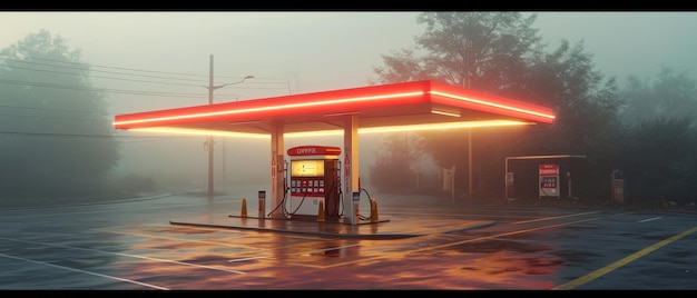 Photo gas station at night generative ai