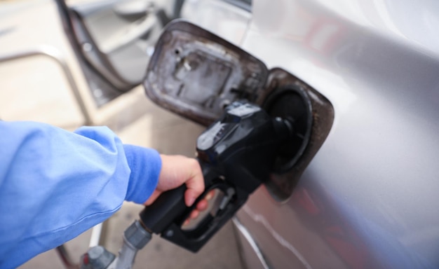 Gas station price surge Symbol of economic strain rising costs and financial pressure due to infl