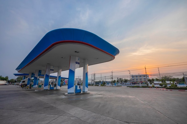 Gas station at sunset