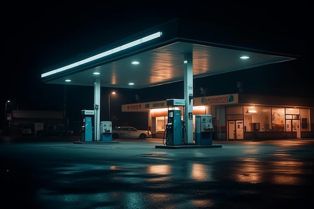 A gas station with a sign that says'the word gas'on it