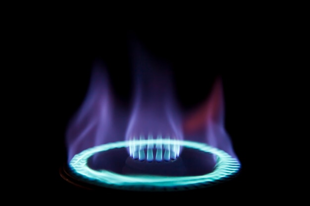 Gas stove burner in the dark