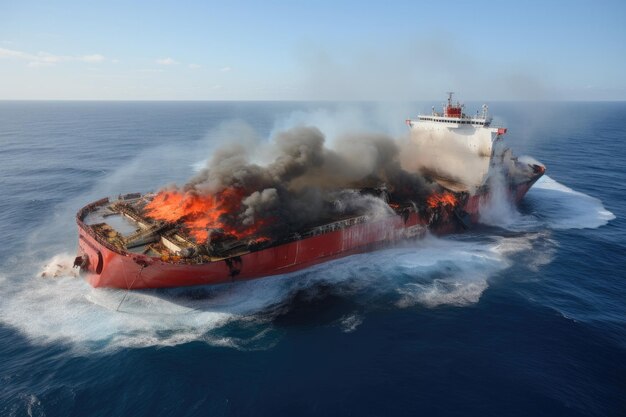 Gas Tanker Crashes In A Ocean Clear Sky