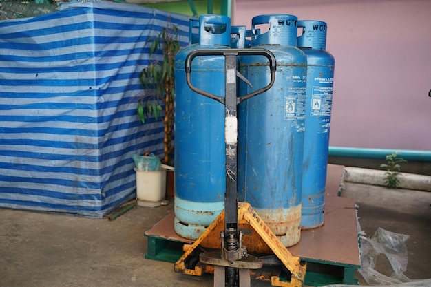 Photo gas tanks on palate atb warehouses