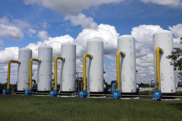 Photo gas transportation system booster pumping station for gas gas filling station and gas tanks