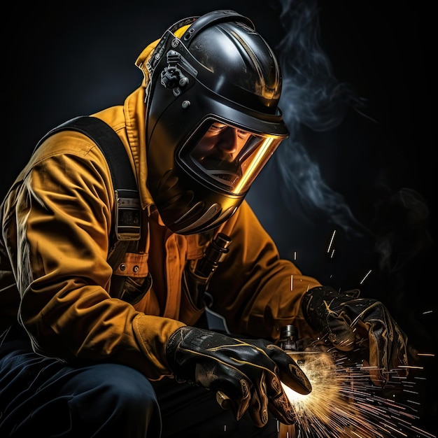 Gas welder suit protective helmet light harmonious tones
