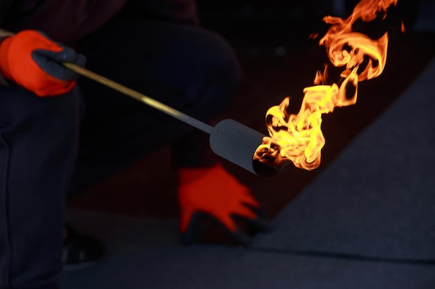 Gasbrander met vuur