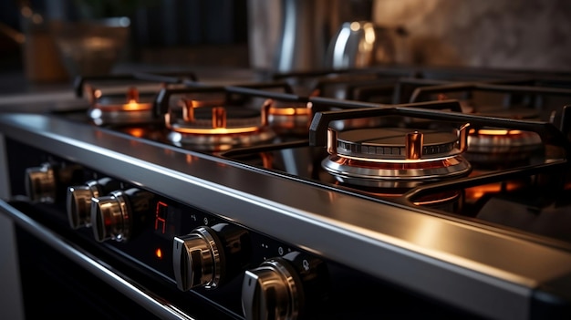 Foto gaskachel in de keuken binnenhuis