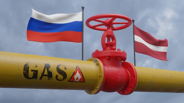 Gasleiding van Rusland naar Letland Klep op de belangrijkste gaspijpleiding Rusland Sancties concept