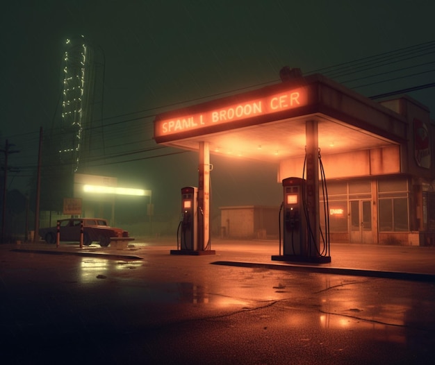 Neon Gas Station retrowave gas station HD wallpaper  Pxfuel