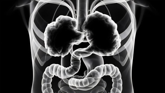 Gastroesophageal reflux disease black and white disease xray concept