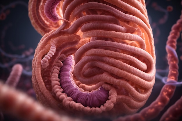 gastrointestinal tract anatomy for education render of a male medical figure with colon highlighted