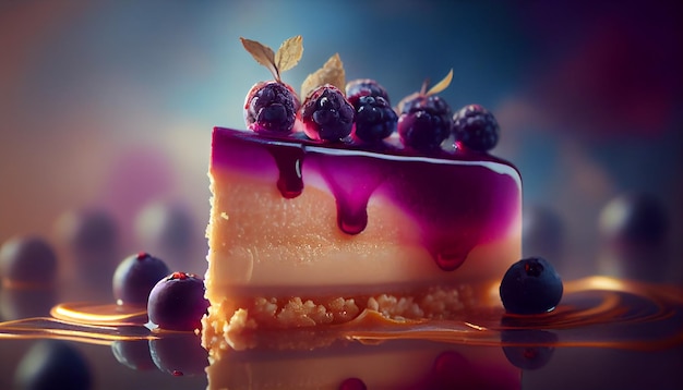 Gastronomische cheesecake met decoratie van verse bessen, gegenereerd door AI