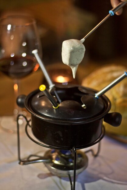 Foto gastronomische kaas fondue