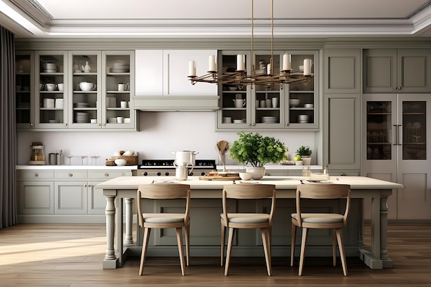 Gastronomische keuken kamer interieur 3D-rendering