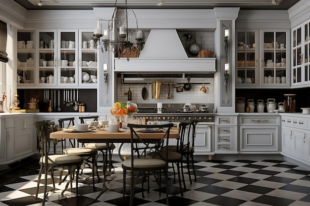 Gastronomische keuken kamer interieur 3D-rendering