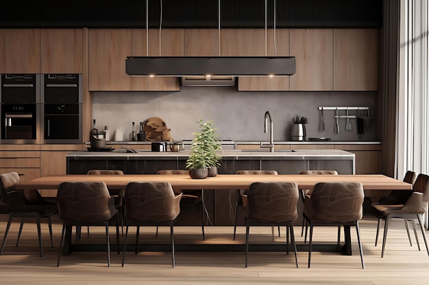 Gastronomische keuken kamer interieur 3D-rendering