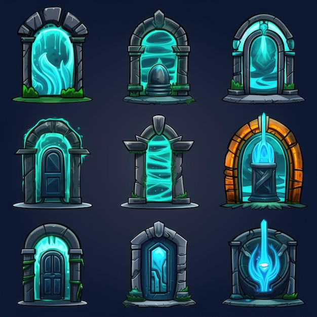 gate door portal game ai generated architecture building medieval futuristic way design gate door portal game illustration