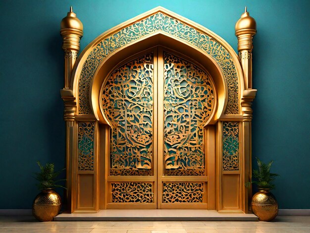 gate entrance islamic ornament gold texture for background ramadan 3d image download