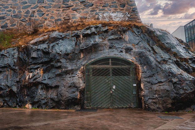 Gates to the bunker inside the cliff