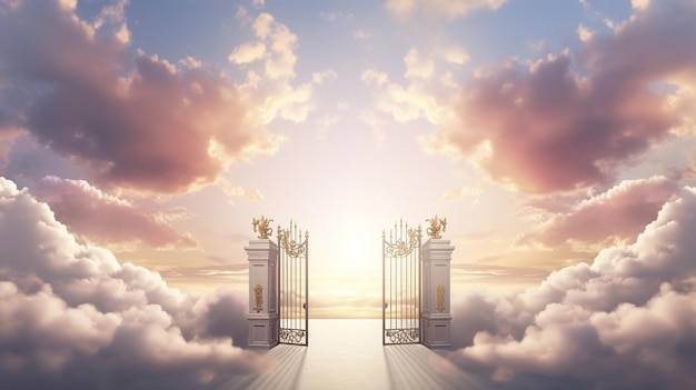 The gates of heaven cloudy background clouds sunshine heaven's door