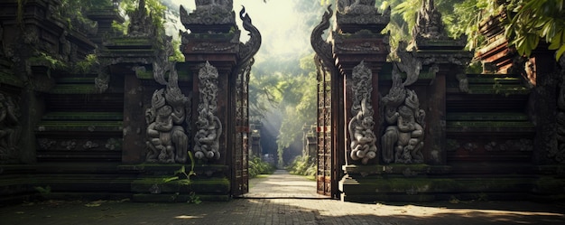 Gates to one of the Hindu temples in Bali Indonesia Generative ai