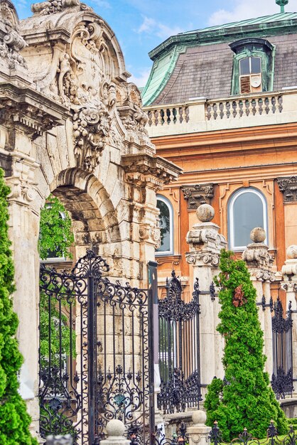 Gates in the territory of  Budapest Royal Castle at day  time. Hungary