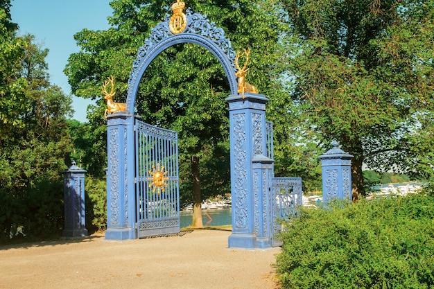 Photo gates with golden deer in stockholm