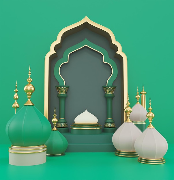 gateshaped background with golden dome decoration for islamic holidays
