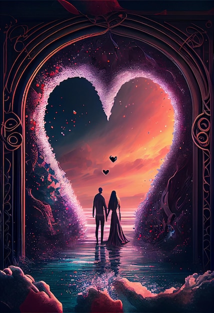 A gateway to an alternate reality love romantic illustration Generative Ai