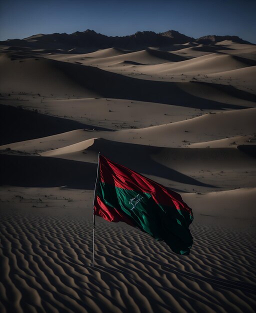 Gathered in the Same Frame The National Flag of Afghanistan amidst the Desert Landscape