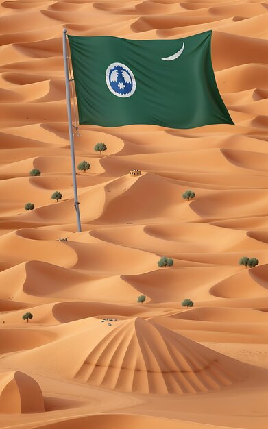 Gathered in the Same Frame The National Flag of Afghanistan amidst the Desert Landscape