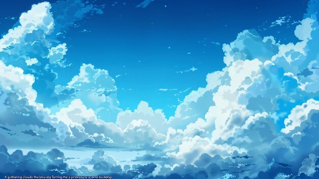 青い空を飾る雲の集まりが静かな背景に絵画的な景色を形成しています