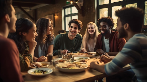 A gathering of international students sharing a meal