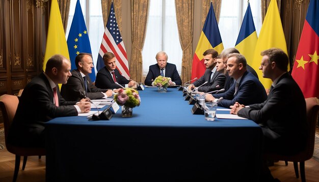 Foto riunione dei sette presidenti attorno alla tavola rotonda delle nazioni unite