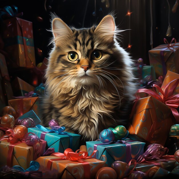 Gato em festa de Natal