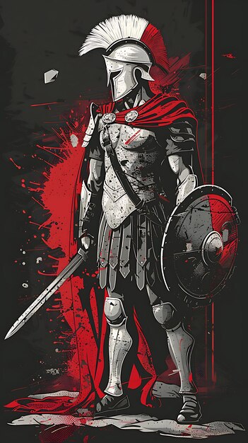 Photo gaul warrior portrait with winged helmet and chainmail armor tshirt tattoo print art design ink