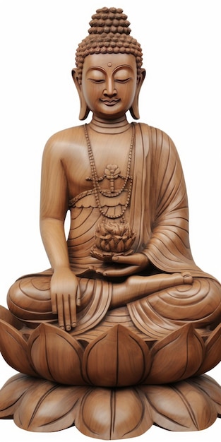 Photo gautam buddha with lotus on white background generative ai