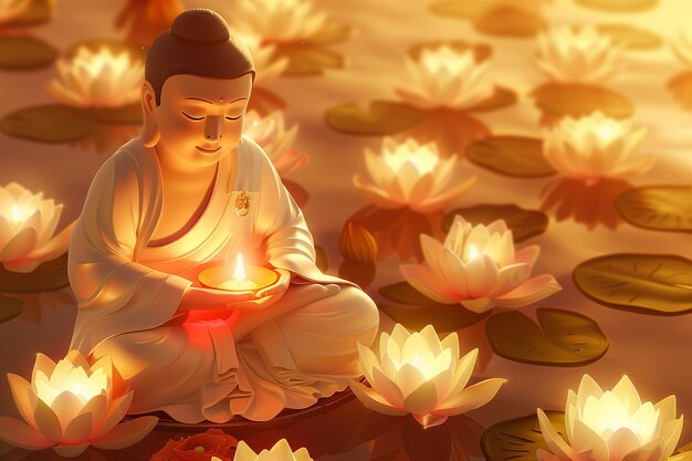 gautum buddha vesak purnima statue symbol of peace background