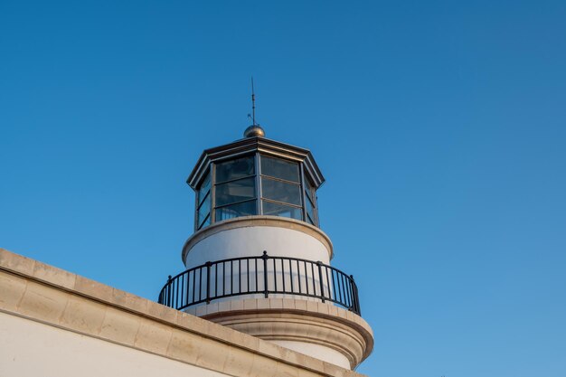 Gavdos Lighthouse Crete island Greece Upper part of old beacon monument surrounded by glass