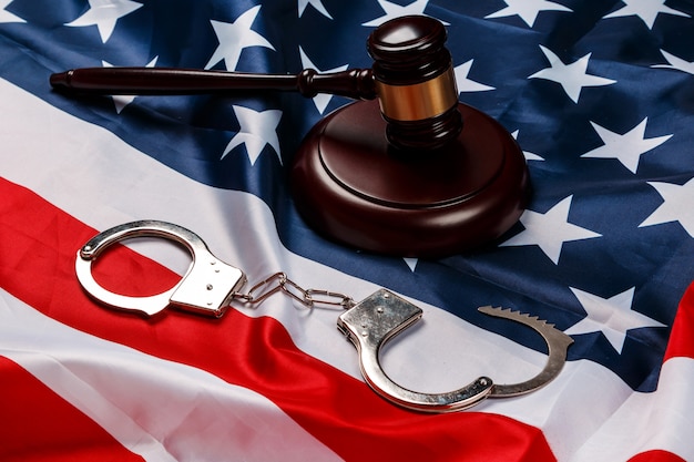 gavel over american flag