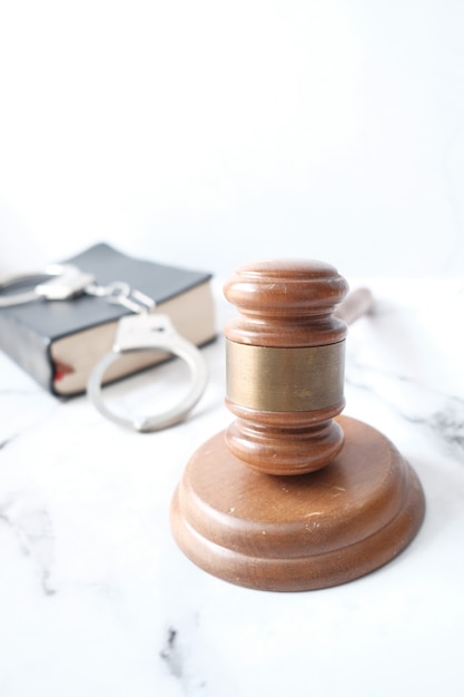 gavel and book with copy space on table