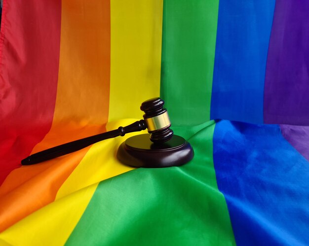 Gavel court rainbow flag lgbt rights activists sentenced to death