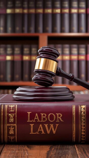 Gavel on LABOR LAW book symbolizes authority in legal labor matters Vertical Mobile Wallpaper