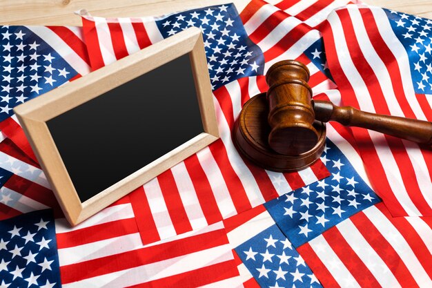 Photo gavel and usa flag