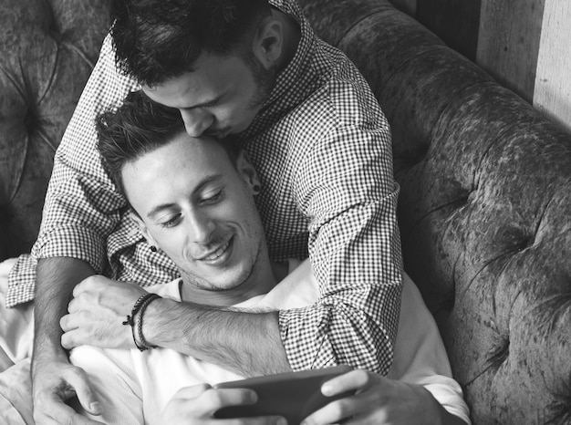 Gay Couple Love Home Concept