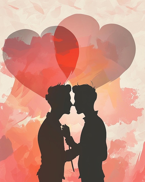 Gay couple love valentines background