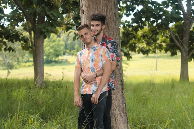 A gay couple in nature