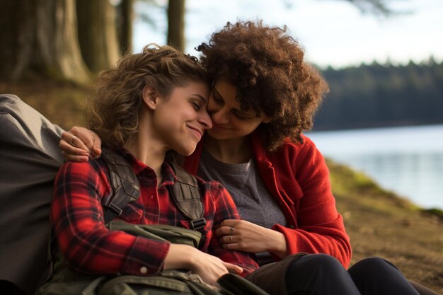 Gay Couple's Charming Picnic at Forest Cliffs