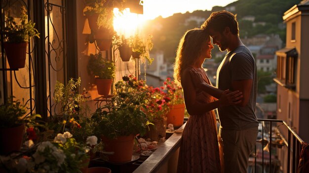 Foto una coppia gay che si bacia sul patio