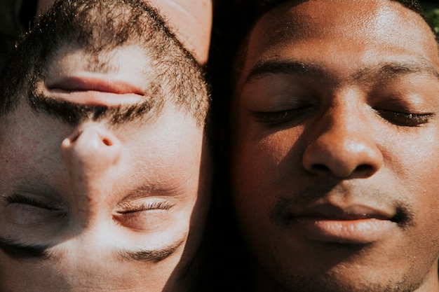 Gay couple sleeping in the sun